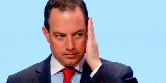 Republican National Committee Chairman Reince Priebus reacts during a general session at the Republican National Committee Spring Meeting at the Diplomat Resort in Hollywood, Florida, U.S. on April 22, 2016. REUTERS/Joe Skipper/File Photo