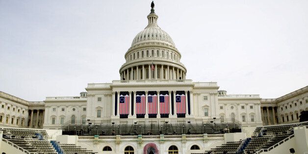 WASHINGTON, DC - JANUARY 19: The West Front of the U.S. Capitol is prepared for inauguration day on January 19, 2017 in Washington, DC. Donald J. Trump will be sworn in tomorrow as the 45th president of the United States. (Photo by Alex Wong/Getty Images)