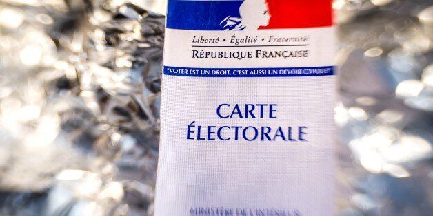 A picture taken on December 28, 2016 shows a French electoral card in Goewaersvelde during the electoral roll's registrations ahead of the French 2017 presidential election. / AFP / PHILIPPE HUGUEN (Photo credit should read PHILIPPE HUGUEN/AFP/Getty Images)