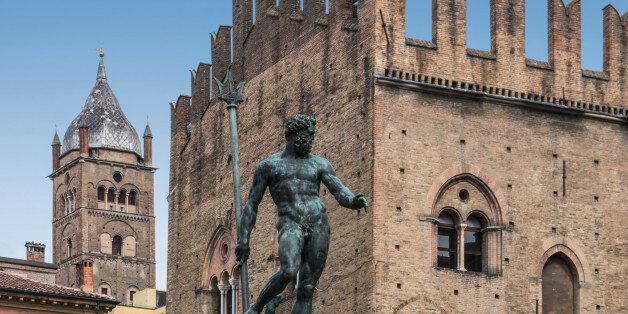 Piazza del Nettuno, Fountain of Neptune in Bologna, Emilia-Romagna, Italy