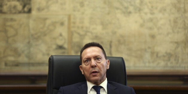 Yannis Stournaras, governor of the Bank of Greece, speaks during an interview at the bank's headquarters in Athens, Greece, on Friday, Nov. 25, 2016. It's 'far too early' to talk about winding down European Central Bank bond purchases, Stournaras said. Photographer: Yorgos Karahalis /Bloomberg via Getty Images