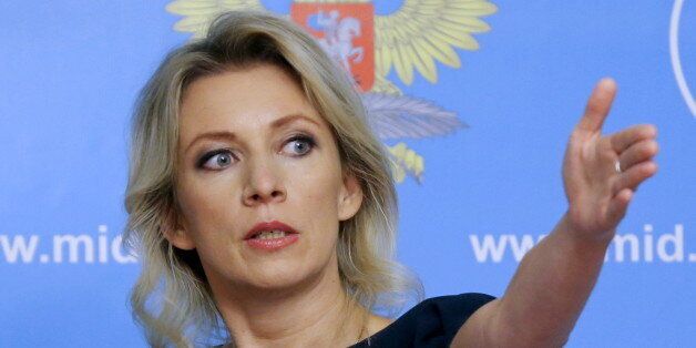 Spokeswoman of the Russian Foreign Ministry Maria Zakharova gestures as she attends a news briefing in Moscow, Russia, October 6, 2015. Russia strongly rebuffed U.S. criticism of its air strikes in Syria on Tuesday, reminding Washington how it had supported the United States in the aftermath of the 9/11 attacks on New York in 2001. REUTERS/Maxim Shemetov