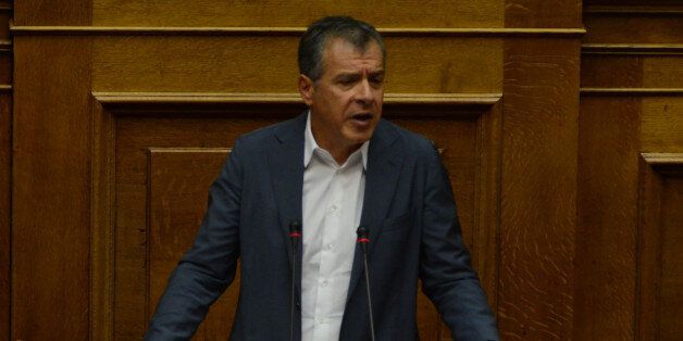 Stavros Theodorakis, To Potami during parliamentary dispute at level of Party leaders on the topic of corruption in Athens on October 10, 2016. (Photo by Wassilios Aswestopoulos/NurPhoto via Getty Images)