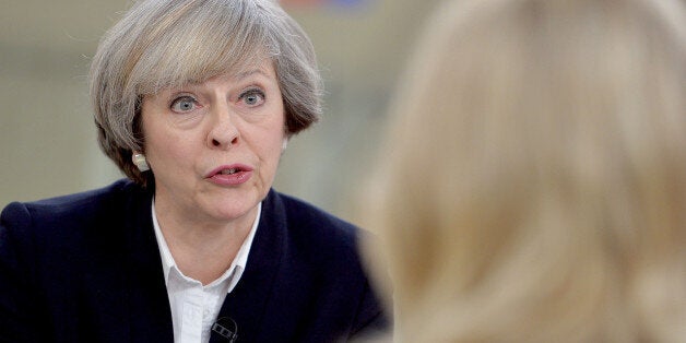 Britain's Prime Minister Theresa May (L) is interviewed by Sophy Ridge on Sky News, during the Ridge on Sunday programme, in London, Britain January 8, 2017. REUTERS/John Stillwell/Pool