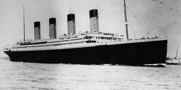 The ill-fated White Star liner RMS Titanic, which struck an iceberg and sank on her maiden voyage across the Atlantic.