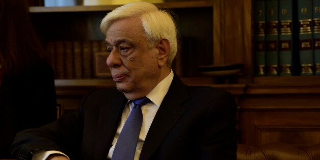 PRESIDENTIAL MANSION, ATHENS, ATTIKI, GREECE - 2016/11/28: President of Hellenic Republic Prokopis Pavlopoulos during his meeting with the Commissioner of European Commission Pierre Moscovici. (Photo by Dimitrios Karvountzis/Pacific Press/LightRocket via Getty Images)