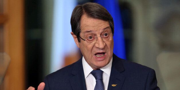 Cypriot President Nicos Anastasiades talks during a televised press conference at the Presidential Palace in Nicosia, Cyprus November 23, 2016. REUTERS/Petros Karadjias/Pool