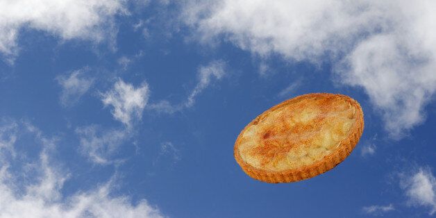 Apple pie against sky background