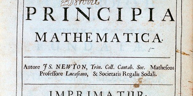 Title page of Newton's Philosophiae Naturalis Principia Mathematica, 1687. English scientist and mathematician Isaac Newton's (1642-1727) discoveries were prolific and exerted a huge influence on science and thought. His theories of gravity and his three laws of motion were outlined in his greatest work, Philosophiae Naturalis Principia Mathematica, (1687) and he is credited with discovering differential calculus. He also formulated theories regarding optics and the nature of light that led to him building the first reflecting telescope. Knighted by Queen Anne in 1705, Newton is buried in Westminster Abbey, London. (Photo by Ann Ronan Pictures/Print Collector/Getty Images)