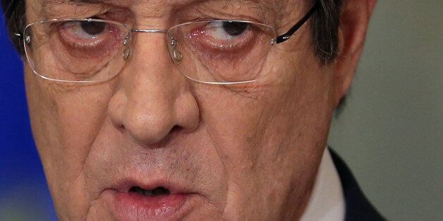 Cypriot President Nicos Anastasiades talks during a televised press conference at the Presidential Palace in Nicosia, Cyprus November 23, 2016. REUTERS/Petros Karadjias/Pool