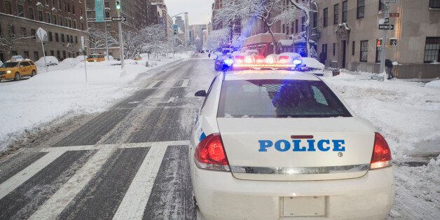 USA, New York City, police car on Park Avenue