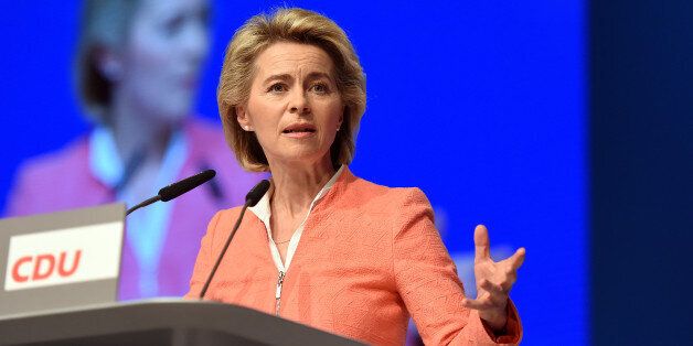 ESSEN, GERMANY - DECEMBER 6: The German Defense Minister, Ursula von der Leyen speaks during the 29th annual congress of the Christian Democrats (CDU) on December 6, 2016 in Essen, Germany. Over 1,000 CDU delegates are meeting to debate and vote on the party's course for next year following the recent announcement by German Chancellor Angela Merkell that she will run for a fourth term as chancellor in federal elections scheduled for next September.(Photo by Volker Hartmann/Getty Images)