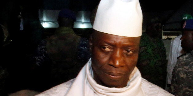 Gambia's President Yahya Jammeh, who is also a presidential candidate for the Alliance for Patriotic Reorientation and Construction (APRC) is seen during an interview aftera a rally in Banjul, Gambia November 29, 2016. Picture taken November 29, 2016. REUTERS/ Thierry Gouegnon.