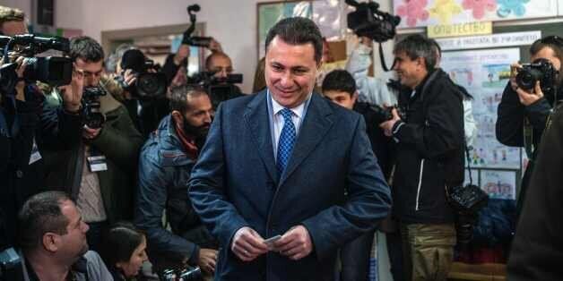 Macedonia's former prime minister and leader of the ruling VMRO DPMNE Nikola Gruevski arrives to cast his vote at a polling station in Skopje during a general election on December 11, 2016.Macedonians began voting in an early general election in a bid to end a deep political crisis that has roiled the small Balkan country for nearly two years. / AFP / Robert ATANASOVSKI (Photo credit should read ROBERT ATANASOVSKI/AFP/Getty Images)