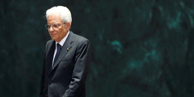 Italy's President Sergio Mattarella takes part during a welcome ceremony at the National Palace in Mexico City, Mexico, July 4, 2016. REUTERS/Edgard Garrido