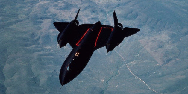 Aerial view of an SR-71A Blackbird in flight