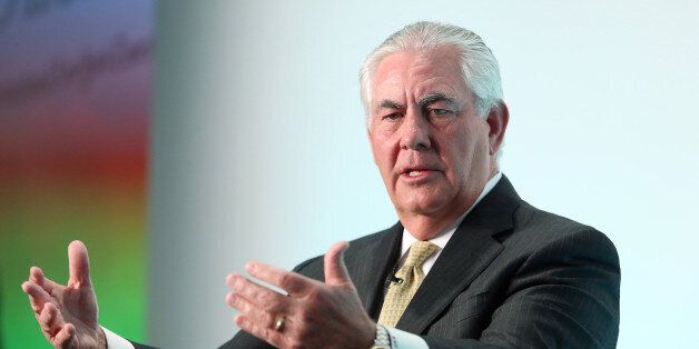 Rex Tillerson, chief executive officer of Exxon Mobil Corp., gestures as he speaks during the Oil and Money 2015 conference in London, U.K. on Wednesday, Oct. 7, 2015. Oil's gain halted above $46 a barrel before U.S. government data forecast to show crude stockpiles in the world's largest consumer expanded for a second week. Photographer: Chris Ratcliffe/Bloomberg via Getty Images