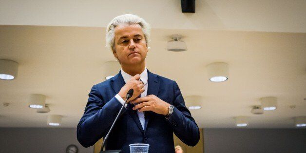 BADHOEVEDORP, NETHERLANDS - NOVEMBER 23: Dutch far-right leader Geert Wilders speaks to the court at the high security court in Schiphol, Netherlands on November 23, 2016. (Photo by Paco Nunez/Anadolu Agency/Getty Images)