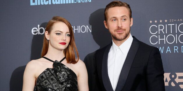 Actors Emma Stone and Ryan Gosling pose backstage during the 22nd Annual Critics' Choice Awards in Santa Monica, California, U.S., December 11, 2016. REUTERS/Danny Moloshok