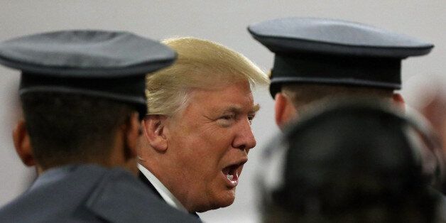 BALTIMORE, MD - DECEMBER 10: President-elect Donald Trump meets with cadets from the Military academies prior to the game between the Navy Midshipmen and the Army Black Nights at M&T Bank Stadium on December 10, 2016 in Baltimore, Maryland. . Trump has been holding rallies nationwide prior to his inauguration in January. (Photo by Aaron P. Bernstein/Getty Images)