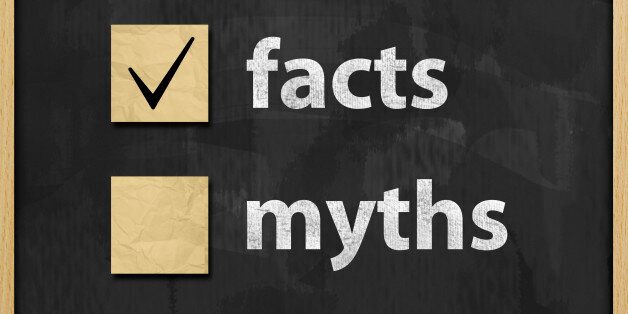 Facts Myths Concept Blackboard (Click for more)