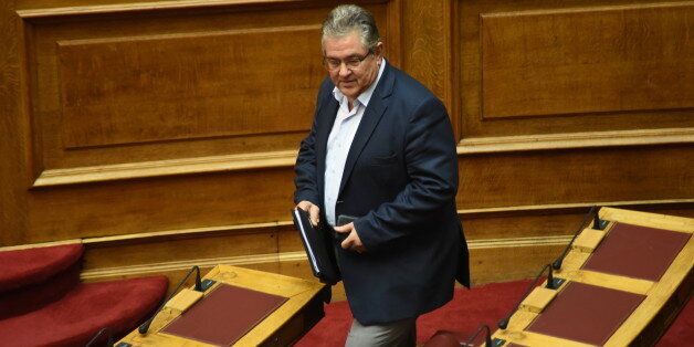 HELLENIC PARLIAMENT, ATHENS, ATTIKI, GREECE - 2016/10/10: General Secretary of Greek Communist Party Dimitris Koutsoumpas during his entrance in the Hellenic Parliament, before the start of the discussion of the political leaders for interweaving and corruption. (Photo by Dimitrios Karvountzis/Pacific Press/LightRocket via Getty Images)