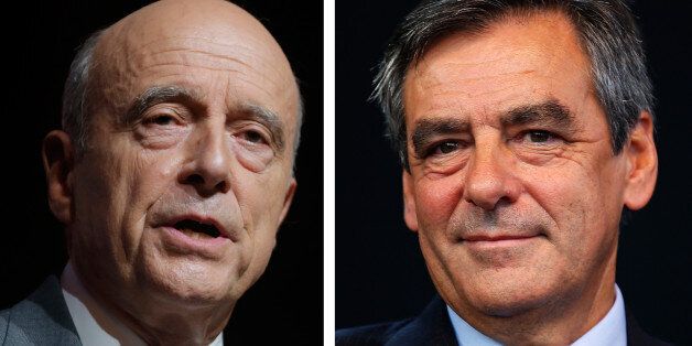 A combination of file photos shows Alain Juppe (L), current mayor of Bordeaux and Francois Fillon, a former prime minister, who lead in the first round French center-right presidential primary election November 20, 2016. Alain Juppe and Francois Fillon, are the top two candidates after results in voting November 20, 2016 in the French center-right presidential primary election. File photos by Vincent Kessler and Eric Gaillard REUTERS/File Photos