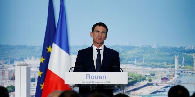 French Prime Minister Manuel Valls speaks at the prefecture during the presentation of the 'Pacte Metropolitain' on November 25, 2016 in Rouen, northwestern France. / AFP / CHARLY TRIBALLEAU (Photo credit should read CHARLY TRIBALLEAU/AFP/Getty Images)