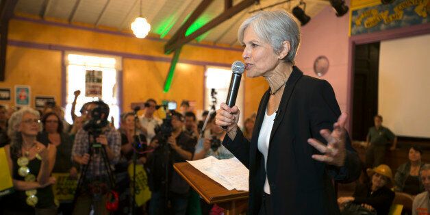 Green party presidential candidate Jill Stein delivers a stump speech to her supporters during a campaign stop at Humanist Hall in Oakland, Calif. on Thursday, Oct. 6, 2016. (AP Photo/D. Ross Cameron)