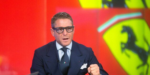 Lapo Elkann, chairman and co-founder of Italia Independent Group, gestures whilst speaking during a Bloomberg Television interview in London, U.K., on Tuesday, Sept. 27, 2016. Elkann, a member of the Agnelli family who helped to create Ferrari's tailor made customization unit in 2011, was appointed to the board of Ferrari NV. Photographer: Simon Dawson/Bloomberg via Getty Images