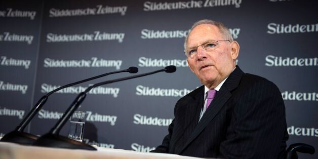 German Finance Minister Wolfgang Schaeuble speaks at the economic forum organized by German newspaper Sueddeutsche Zeitung at the Hotel Adlon in Berlin on November 18, 2016. / AFP / dpa / Gregor Fischer / Germany OUT (Photo credit should read GREGOR FISCHER/AFP/Getty Images)