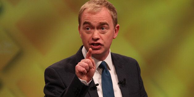 BRIGHTON, ENGLAND - SEPTEMBER 20: Tim Farron, leader of the Liberal Democrats, delivers a speech on the final day of the Liberal Democrats' 2016 Autumn Conference on September 20, 2016 in Brighton, England. Farron is delivering his final speech of the conference to party members today during which he is expected to announce that one of his party's key pledges would be to raise taxes to fund shortfalls in the NHS. (Photo by Dan Kitwood/Getty Images)