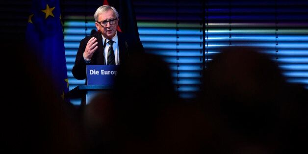 Jean-Claude Juncker, President of the European Commission, holds his 7th Europe speech The State of Europe on the anniversary of the fall of the Berlin Wall on November 9, 2016 in Berlin. / AFP / TOBIAS SCHWARZ (Photo credit should read TOBIAS SCHWARZ/AFP/Getty Images)