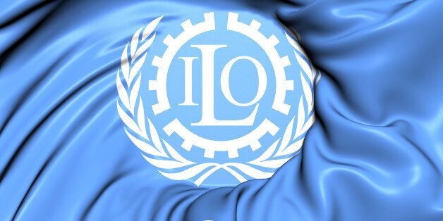 Flag of ILO. Close Up.