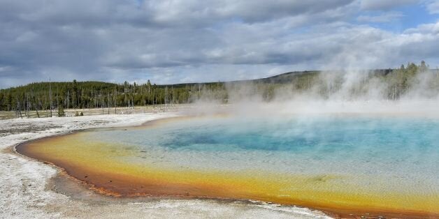A view of a hot spring at the Upper Geyser Basin at Yellowstone National Park on May 11, 2016.Yellowstone, the first National Park in the US and widely held to be the first national park in the world, is known for its wildlife and its many geothermal features. / AFP / MLADEN ANTONOV (Photo credit should read MLADEN ANTONOV/AFP/Getty Images)