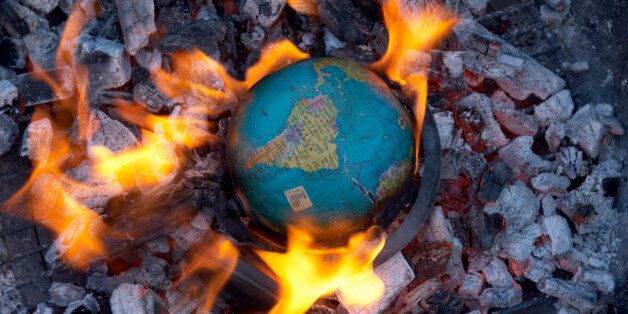 Globe burning in fire