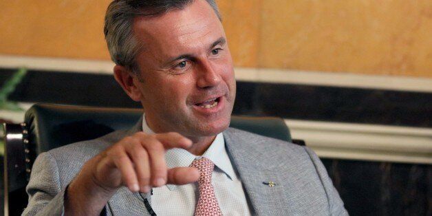 Candidate for presidential elections of Austria's right-wing Freedom Party, FPOE, Norbert Hofer speaks during an interview with The Associated Press in Vienna, Austria, Tuesday, July 5, 2016. Hofer with good chances of becoming Austriaâs next president insists heâs been misunderstood when people say he champions his countryâs pullout from the union. (AP Photo/Ronald Zak)