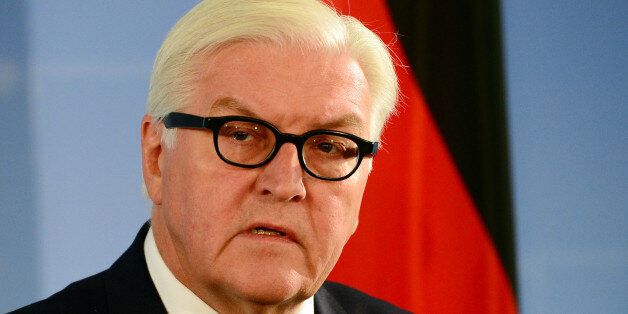 German Minister of Foreign Affairs Frank-Walter Steinmeier giving a press statement on the attack on the German consulate in the Northern Afghan city of Mazar-i-Sharif in in Berlin, Germany, Friday Nov. 11, 2016. (Maurizio Gambarini/dpavia AP)