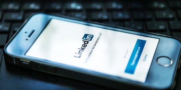 ST PETERSBURG, RUSSIA - OCTOBER 26, 2016: Pictured in this image is a mobile phone screen showing the logo of LinkedIn, a business-oriented social network purchased by Microsoft in 2015. Roskomnadzor, a Russian government agency regulating the internet and telecommunications, filed a lawsuit against LinkedIn on 25 October, 2016, claiming the social network should be banned for violating Russia's personal data legislation. Moscow's Tagansky District Court has ruled in favour of Roskomnadzor. Link
