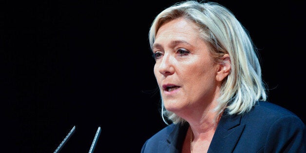 Marine LePen delivers a speech during a meeting called 'Assises du Produire en France' , Reims , 09/09/2016 (Photo by Francois Pauletto /Corbis via Getty Images)