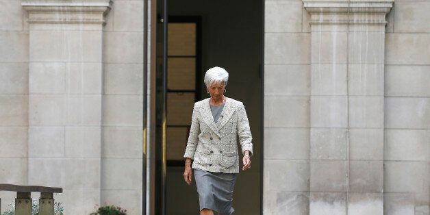 Christine Lagarde, Managing Director of the IMF arrives at the Treasury to meet Britain's Chancellor George Osborne, prior to a press conference, in London, Britain May 13, 2016. REUTERS/Peter Nicholls