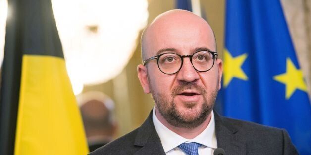 Belgium's Prime Minister Charles Michel gestures as he speaks during a press conference following an emergency meeting of all Belgium federal entities on the EU-Canada Comprehensive Economic and Trade Agreement (CETA) in Brussels on October 24, 2016.The small Belgian region refused on October 24 to bow to growing pressure to back the key trade deal with Canada, heightening tensions within Belgium and Europe as well as with historic allies in North America. Riding a rising wave of Western populist distrust of international trade deals, French-speaking Wallonia's parliament stuck to its refusal to heed a late Monday EU deadline to support the pact. / AFP / BELGA / LAURIE DIEFFEMBACQ / Belgium OUT (Photo credit should read LAURIE DIEFFEMBACQ/AFP/Getty Images)