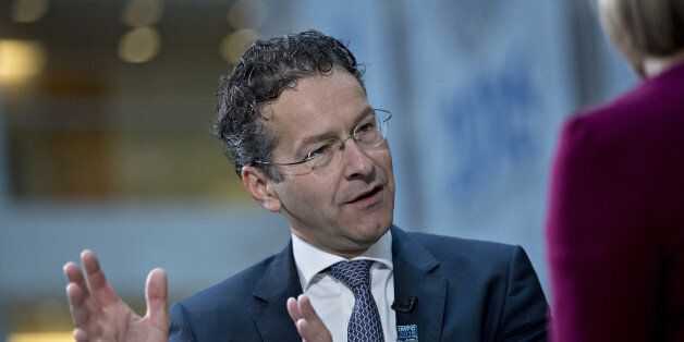 Jeroen Dijsselbloem, Dutch finance minister and head of the group of euro-area finance ministers, speaks during a Bloomberg Television interview at the International Monetary Fund (IMF) and World Bank Group Annual Meetings in Washington, D.C., U.S., on Friday, Oct. 7, 2016. The IMF warned this week that rising political tensions over globalization are threatening to derail a world recovery already seeking a reliable growth engine. Photographer: Andrew Harrer/Bloomberg via Getty Images