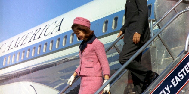 Former U.S. President John F. Kennedy and first lady Jacqueline Kennedy descend the stairs from Air Force One after arriving at Love Field in Dallas,Texas, in this handout image taken on November 22, 1963. Friday, November 22, 2013, will mark the 50th anniversary of the assassination of President Kennedy. REUTERS/Cecil Stoughton/The White House/John F. Kennedy Presidential Library (UNITED STATES: Tags: POLITICS ANNIVERSARY) ATTENTION EDITORS - THIS IMAGE WAS PROVIDED BY A THIRD PARTY. FOR EDITORIAL USE ONLY. NOT FOR SALE FOR MARKETING OR ADVERTISING CAMPAIGNS. THIS PICTURE IS DISTRIBUTED EXACTLY AS RECEIVED BY REUTERS, AS A SERVICE TO CLIENTS