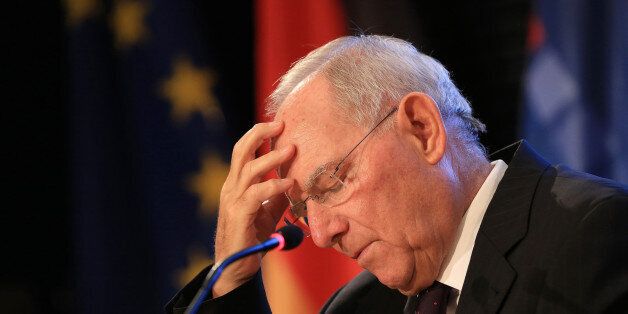 Wolfgang Schaeuble, Germany's finance minister, pauses while delivering a speech at the Konrad Adenauer foundation in Berlin, Germany, on Tuesday, Oct. 18, 2016. The European bailout system has been successful -- in Portugal, Ireland, Spain, Cyprus, and also Greece, Schaeuble said. Photographer: Krisztian Bocsi/Bloomberg via Getty Images