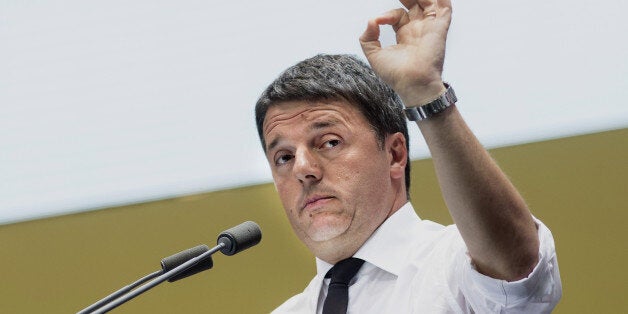 Matteo Renzi, Italy's primer minister, gestures as he speaks during a Democratic Party and referendum campaign rally in Rome, Italy, on Saturday, Oct. 29, 2016. Renzi is betting that a Dec. 4 referendum on political reform will give him the backing needed to push through his economic agenda. Photographer: Alessia Pierdomenico/Bloomberg via Getty Images