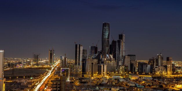 The southern size of Riyadh horizon where the King Abdullah Financial District ( KAFD ) appears and other high rise towers.