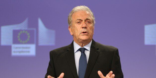 BRUSSELS, BELGIUM - SEPTEMBER 28: EU Commissioner for Migration, Home Affairs and Citizenship, Dimitris Avramopoulos speaks at a press conference at the EU Commission headquarters in Brussels, Belgium, on 28 September 2016. (Photo by Dursun Aydemir/Anadolu Agency/Getty Images)