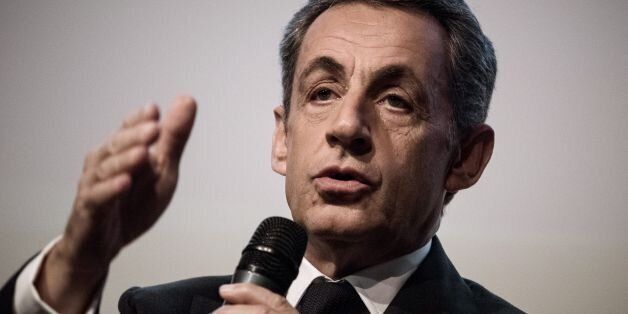 Right-wing Les Republicains (LR) party's candidate for the party's primary ahead of the 2017 presidential election, Nicolas Sarkozy takes part in a meeting at the French national construction Federation in Paris on October 25, 2016. / AFP / PHILIPPE LOPEZ (Photo credit should read PHILIPPE LOPEZ/AFP/Getty Images)