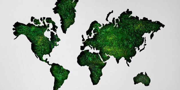Map of world made of lush forest